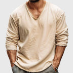 Alden - Men's Cotton V-Neck Long Sleeve Shirt