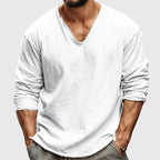 Alden - Men's Cotton V-Neck Long Sleeve Shirt