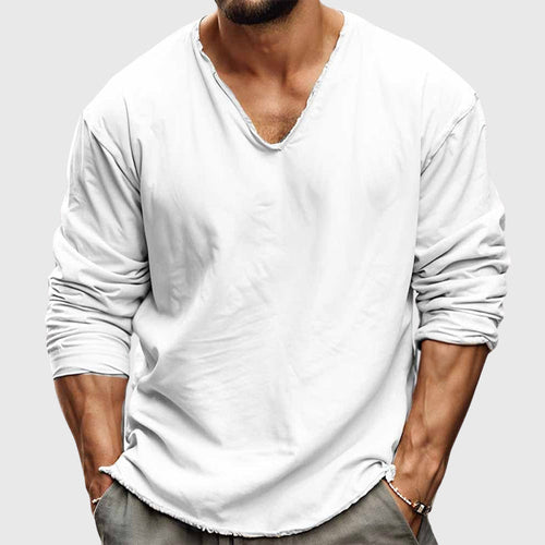 Alden - Men's Cotton V-Neck Long Sleeve Shirt