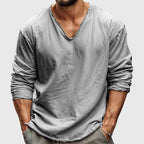 Alden - Men's Cotton V-Neck Long Sleeve Shirt