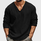 Alden - Men's Cotton V-Neck Long Sleeve Shirt