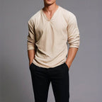 Alden - Men's Cotton V-Neck Long Sleeve Shirt
