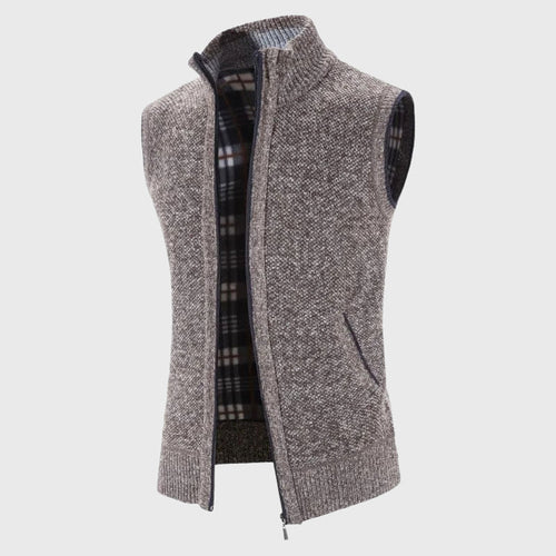 Anthony - Men's Plaid-Lined Full-Zip Sweater Vest