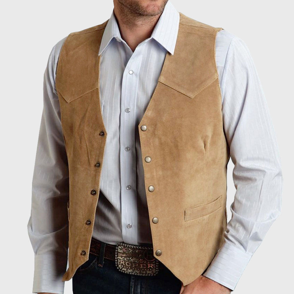Austin - Men's Western Suede Cowboy Vest
