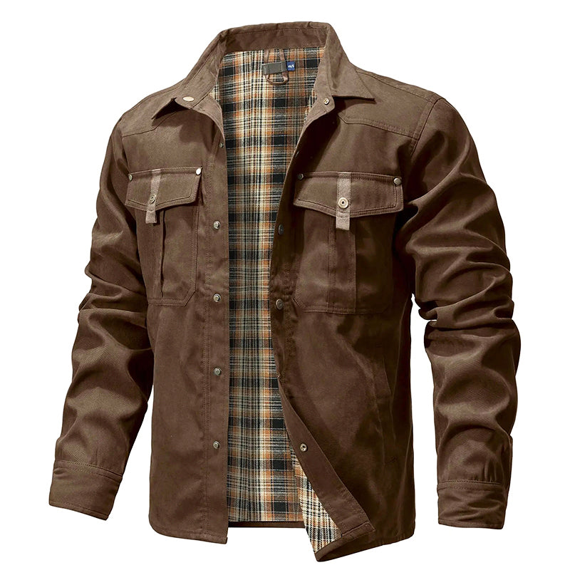 Austin - Men's Plaid-Lined Canvas Utility Shirt Jacket