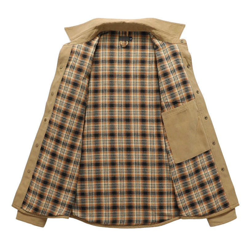 Austin - Men's Plaid-Lined Canvas Utility Shirt Jacket