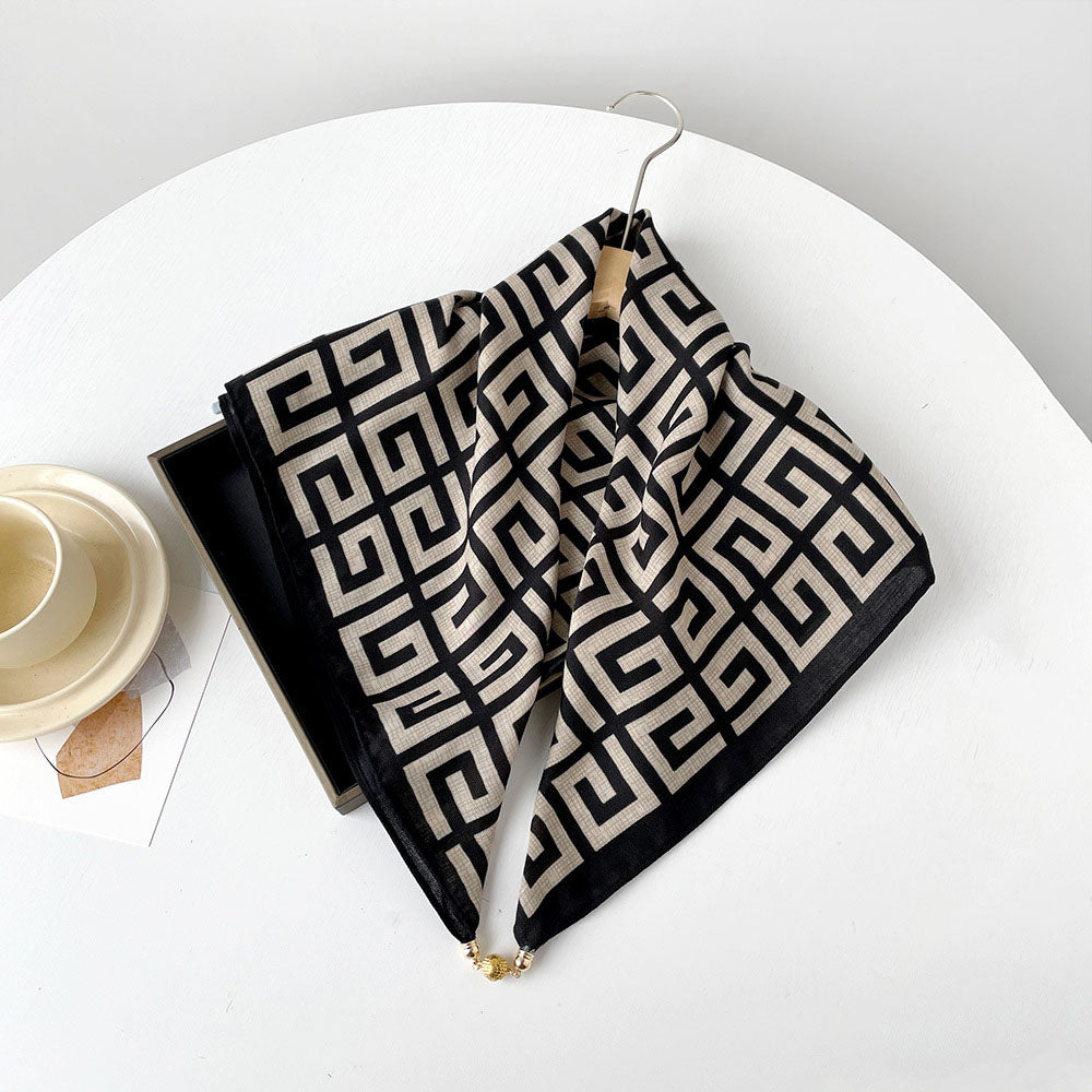 Ava - Geometric Print Tassel Scarf