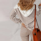 Bailey - Women's Striped Button Neck Waffle Knit Top