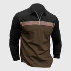 Boaz - Men's Quarter-Zip Color Block Long Sleeve Polo