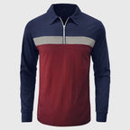 Boaz - Men's Quarter-Zip Color Block Long Sleeve Polo