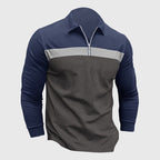 Boaz - Men's Quarter-Zip Color Block Long Sleeve Polo