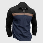Boaz - Men's Quarter-Zip Color Block Long Sleeve Polo