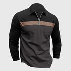 Boaz - Men's Quarter-Zip Color Block Long Sleeve Polo