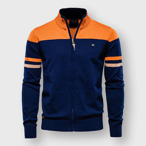 Brandon - Men's Colorblock High-Neck Zip Cardigan