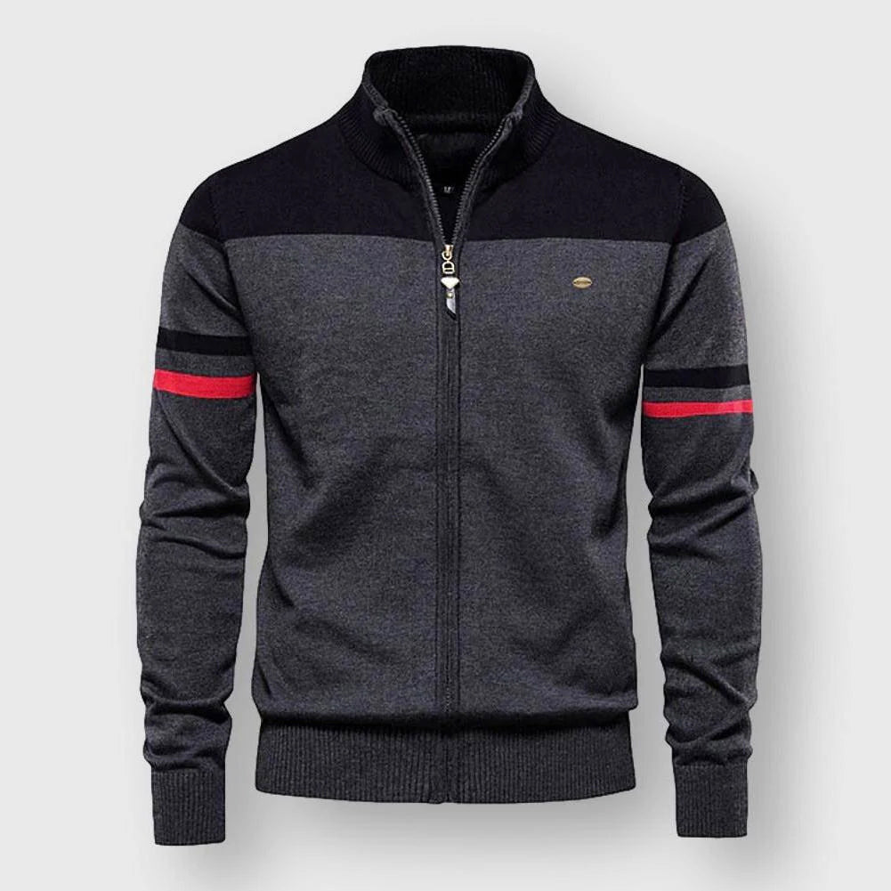 Brandon - Men's Colorblock High-Neck Zip Cardigan
