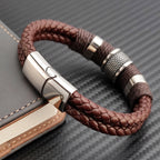 Callum - Braided Leather Rune Bracelet