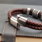 Callum - Braided Leather Rune Bracelet