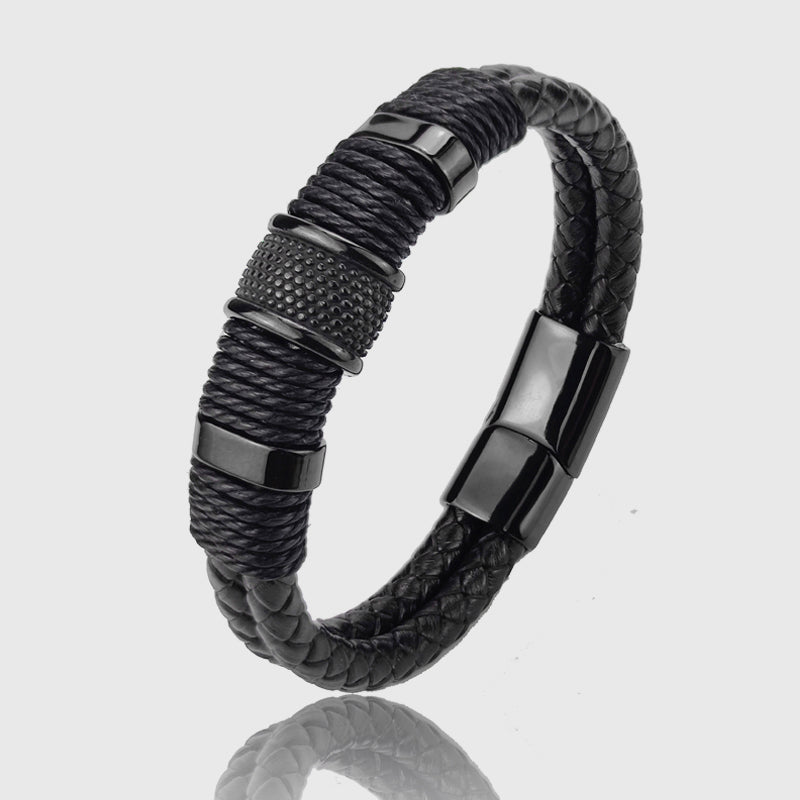 Callum - Braided Leather Rune Bracelet