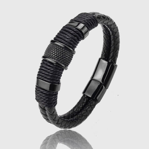 Callum - Braided Leather Rune Bracelet