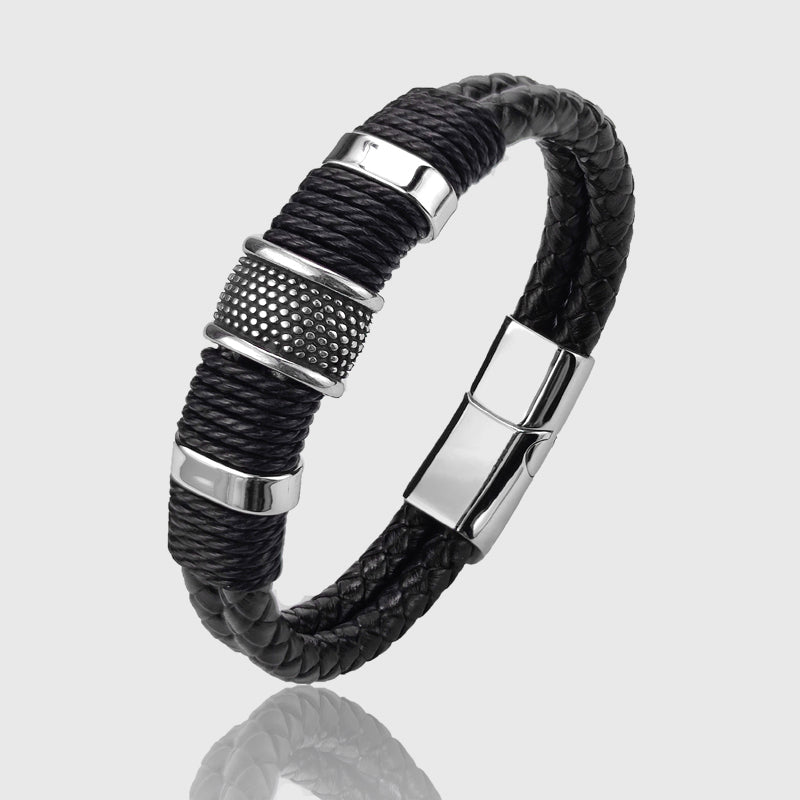 Callum - Braided Leather Rune Bracelet