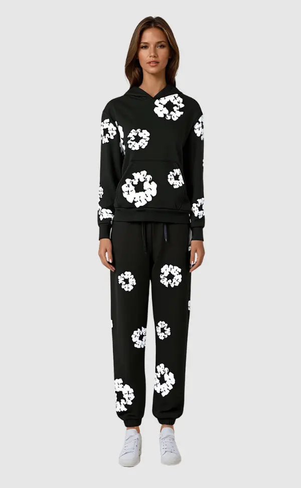 Celeste - Women's Floral Graphic Hoodie and Jogger Set