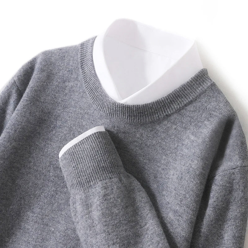 Charlie - Men's Pure Wool Fine-Knit Crewneck Sweater
