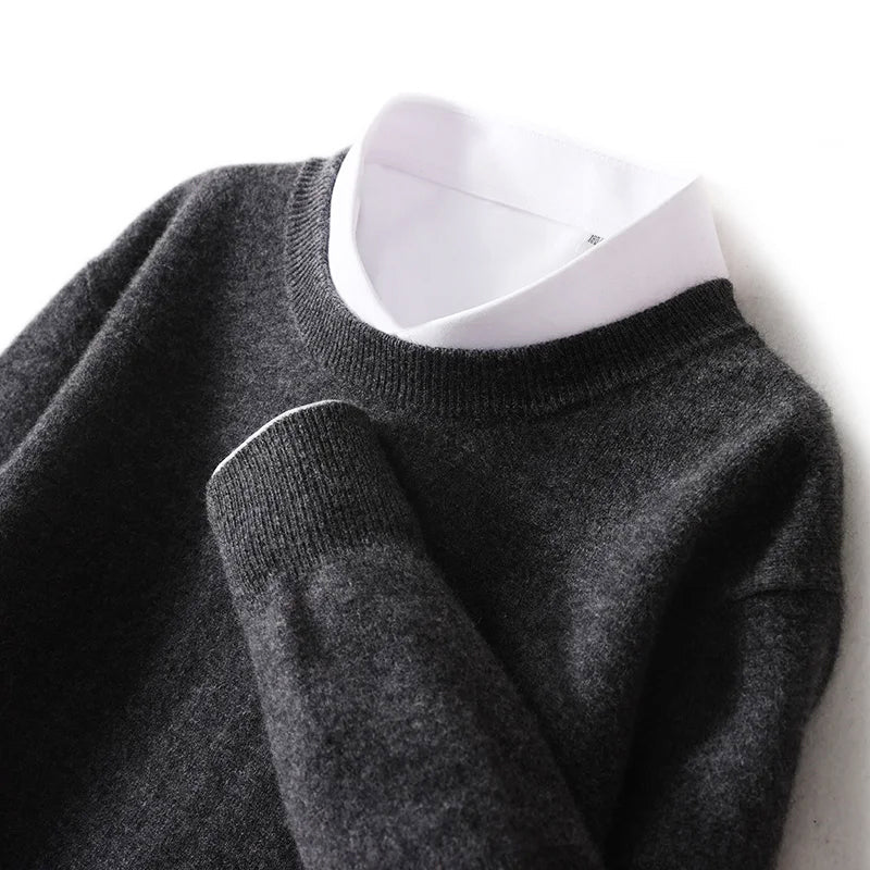Charlie - Men's Pure Wool Fine-Knit Crewneck Sweater