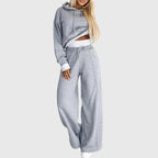 Christine - Women's Hooded Sweatshirt & Wide Leg Lounge Set
