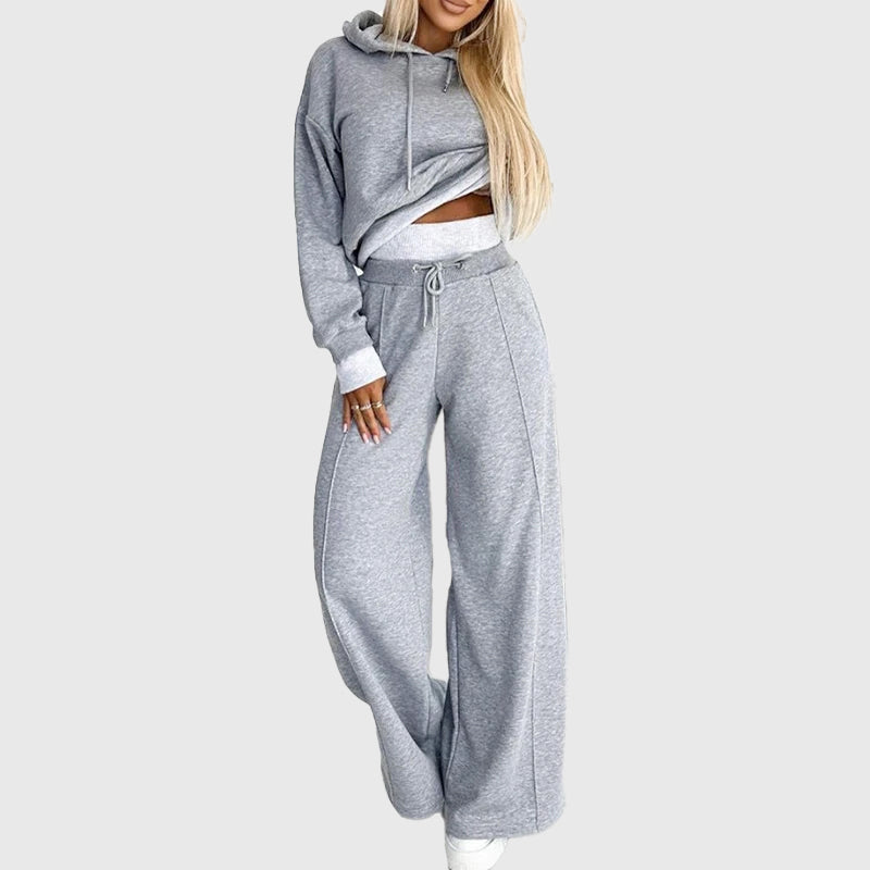 Christine - Women's Hooded Sweatshirt & Wide Leg Lounge Set