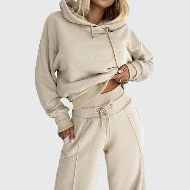 Christine - Women's Hooded Sweatshirt & Wide Leg Lounge Set