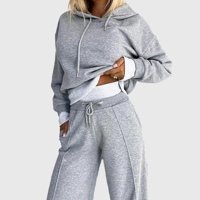 Christine - Women's Hooded Sweatshirt & Wide Leg Lounge Set