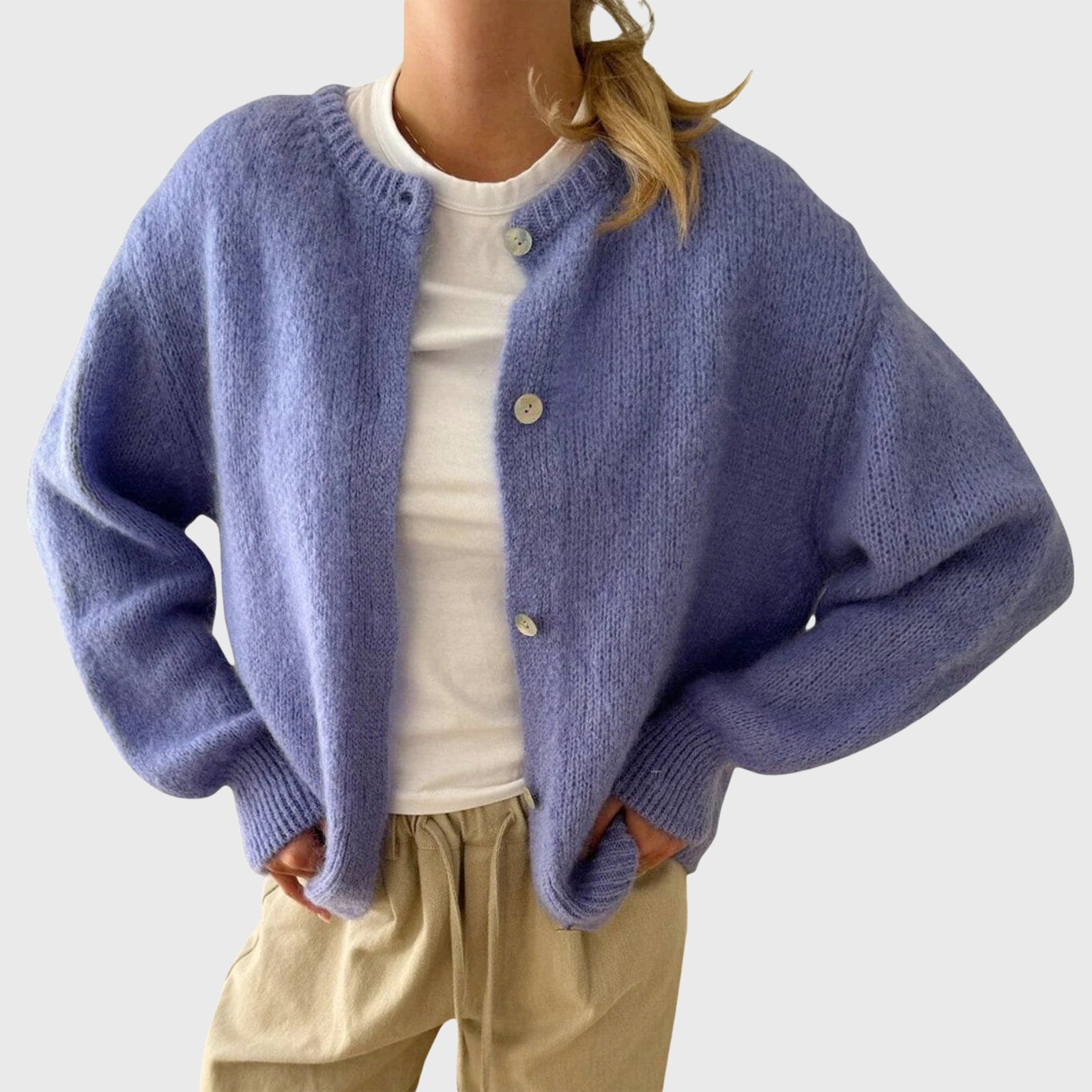 Claire - Women's Slouchy Drop-Shoulder Knit Cardigan