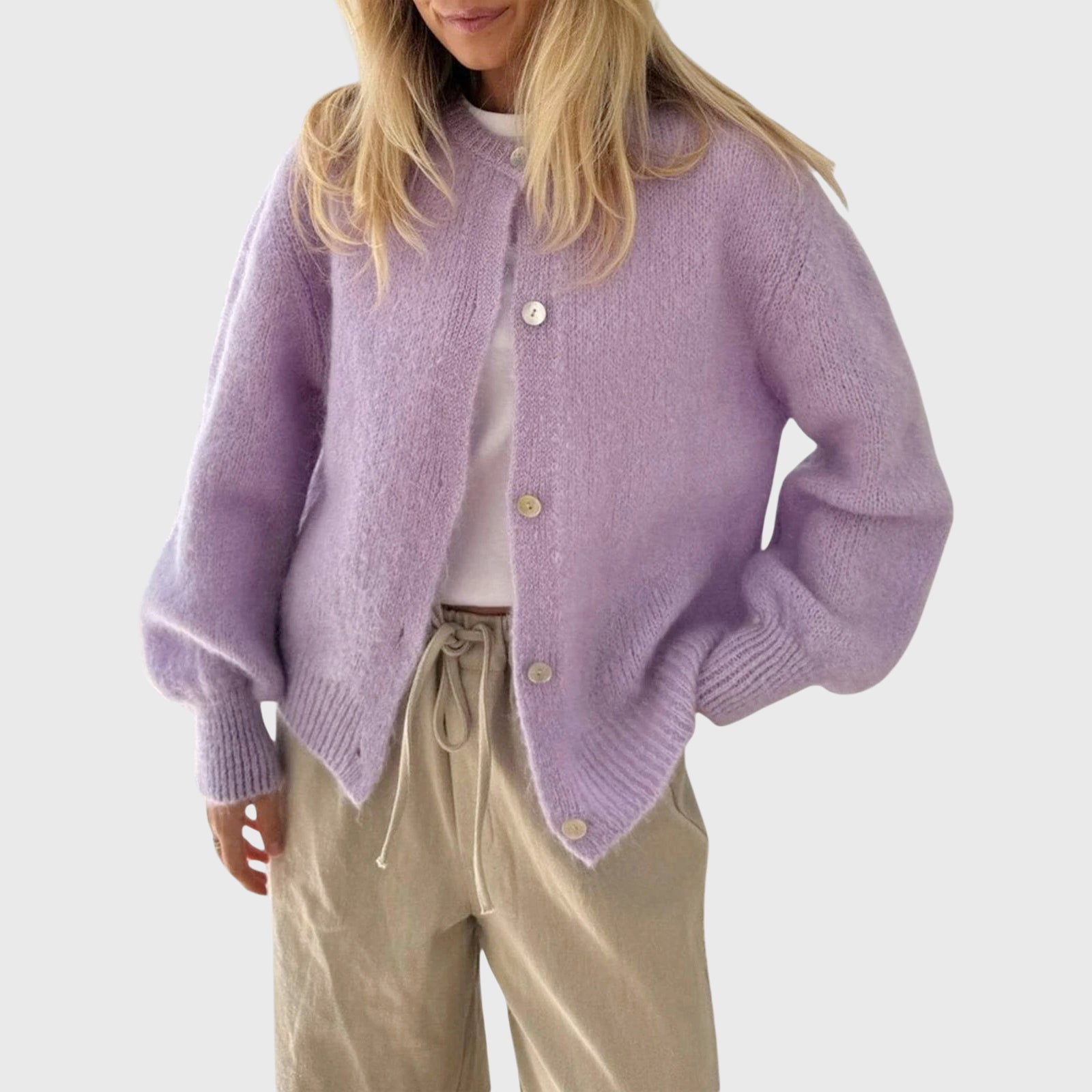 Claire - Women's Slouchy Drop-Shoulder Knit Cardigan