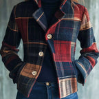 Clara - Women's Vintage Plaid Wool Blend Short Coat