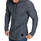 Damian -  Men's Ribbed-Sleeve Slim-Fit Pullover Hoodie