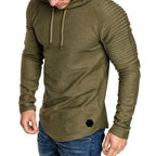 Damian -  Men's Ribbed-Sleeve Slim-Fit Pullover Hoodie