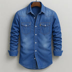 Dean - Men's Western Flap-Pocket Denim Shirt