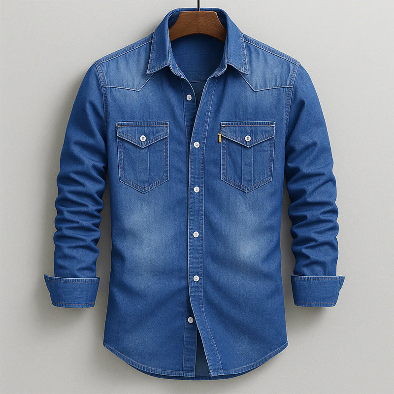 Dean - Men's Western Flap-Pocket Denim Shirt