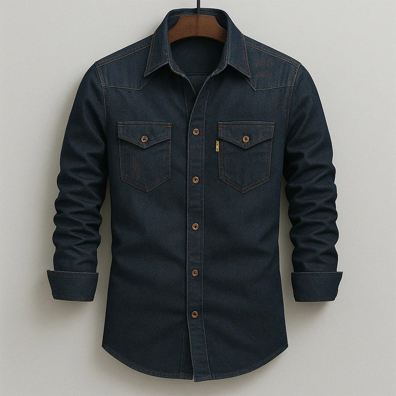 Dean - Men's Western Flap-Pocket Denim Shirt