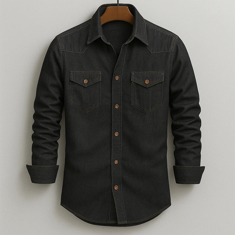 Dean - Men's Western Flap-Pocket Denim Shirt