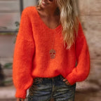 Delaney - Women's Relaxed Fit Fuzzy Knit Pullover