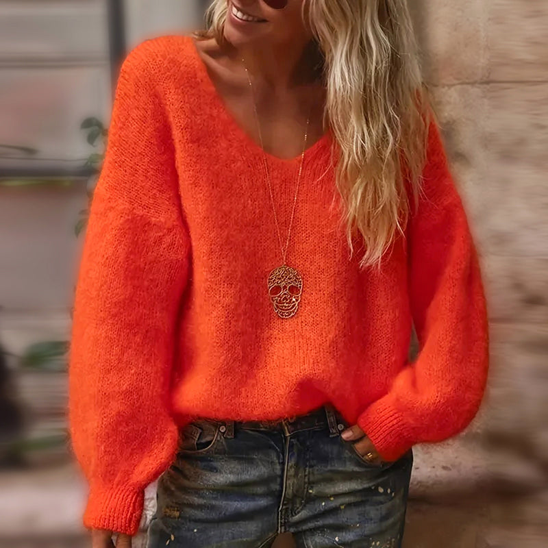 Delaney - Women's Relaxed Fit Fuzzy Knit Pullover