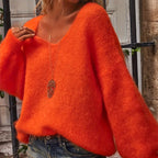 Delaney - Women's Relaxed Fit Fuzzy Knit Pullover