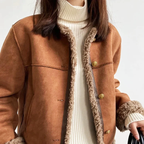 Dennice - Women's Sherpa-Lined Faux Suede Jacket