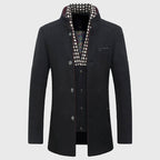 Dominic - Men's Plaid-Collar Woolen Overcoat