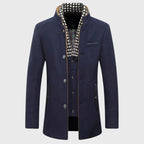 Dominic - Men's Plaid-Collar Woolen Overcoat