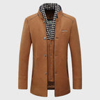 Dominic - Men's Plaid-Collar Woolen Overcoat