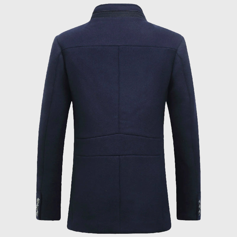 Dominic - Men's Plaid-Collar Woolen Overcoat