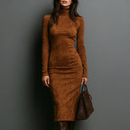Dorothy - Women's Fitted Turtleneck Midi Dress