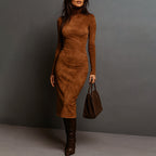Dorothy - Women's Fitted Turtleneck Midi Dress